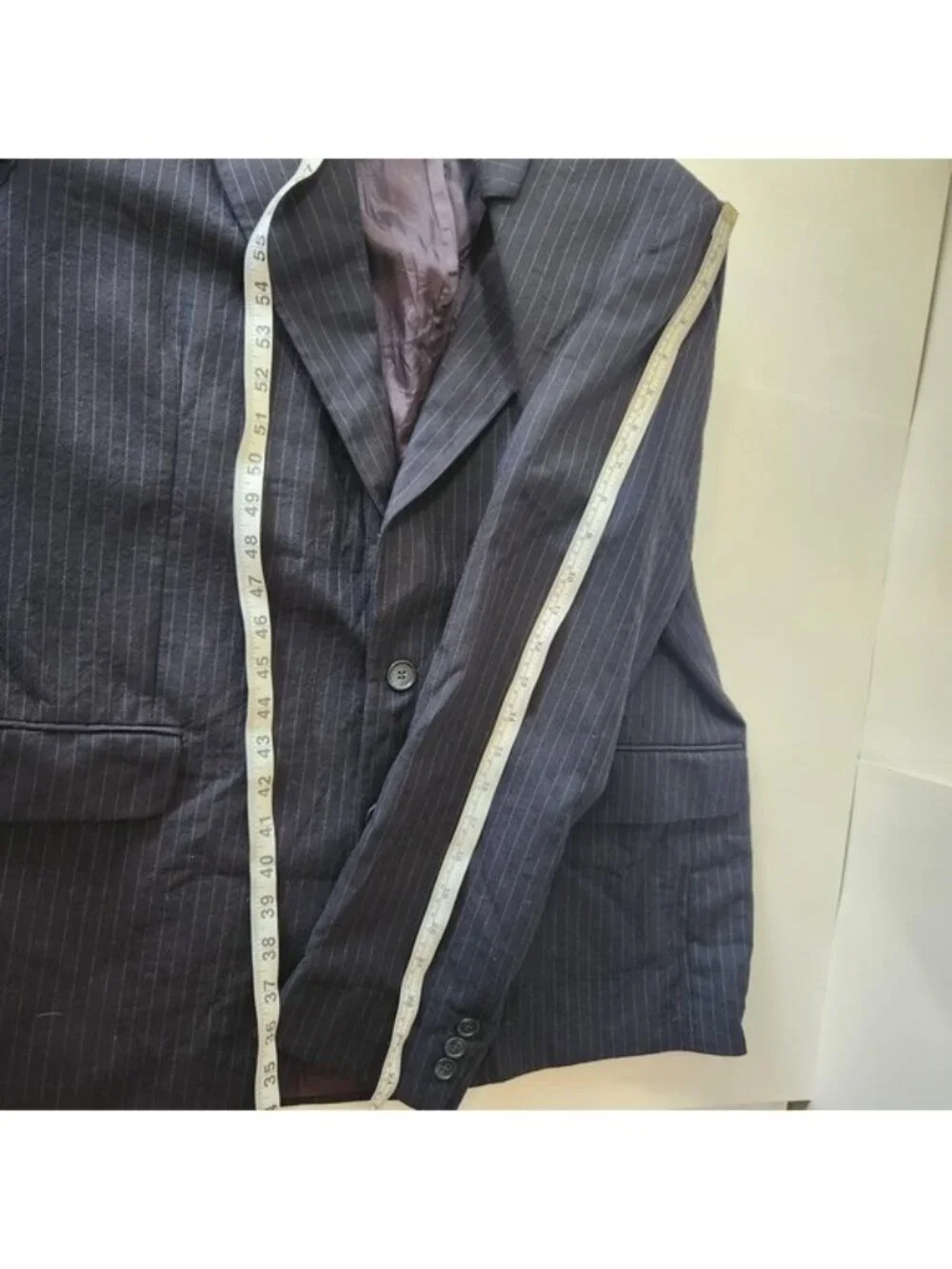 Moores‎ 365 Suit Blazer Mens 44 Reg Pure Virgin Wool Pinstripe Navy Blue Canada